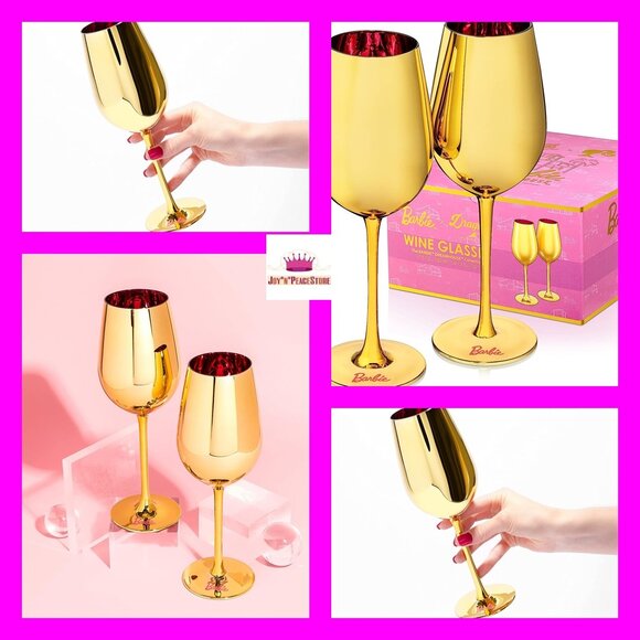 BARBIE x DRAGON GLASSWARE DREAMHOUSE Stemmed Wine Glasses Set of 2 - Picture 1 of 5